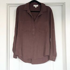 Cloth & Stone Anthropologie Quarter Button Up Longsleeve Blouse - Size M